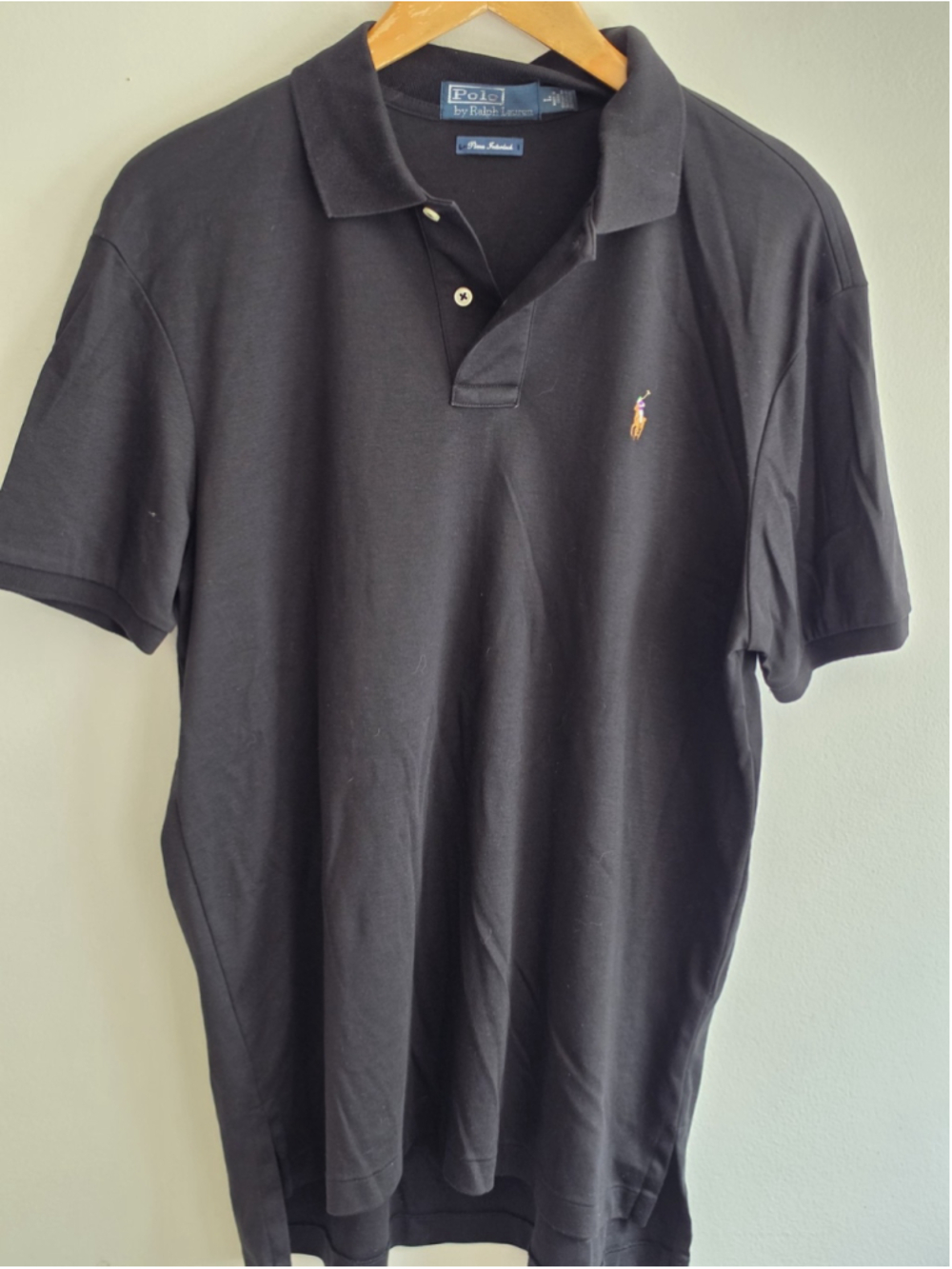 Polo Ralph Lauren Black Pima Soft-Touch Interlock Polo Shirt - Like New Unworn